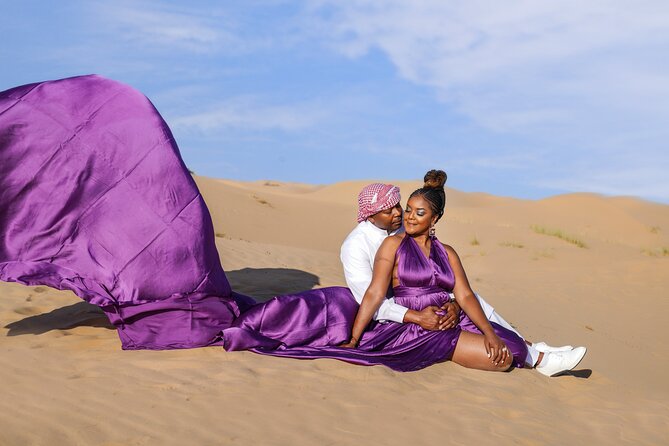 Flying Dress Photoshoot Dubai Solo, Couple and Group 3Hours - Wearing the flying dress and changing looks