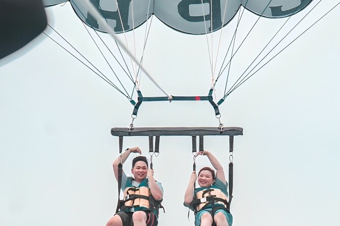 Private Bali Romantic Couple Tour with Parasailing Adventure - Tandem parasailing at Bintang Beach Club