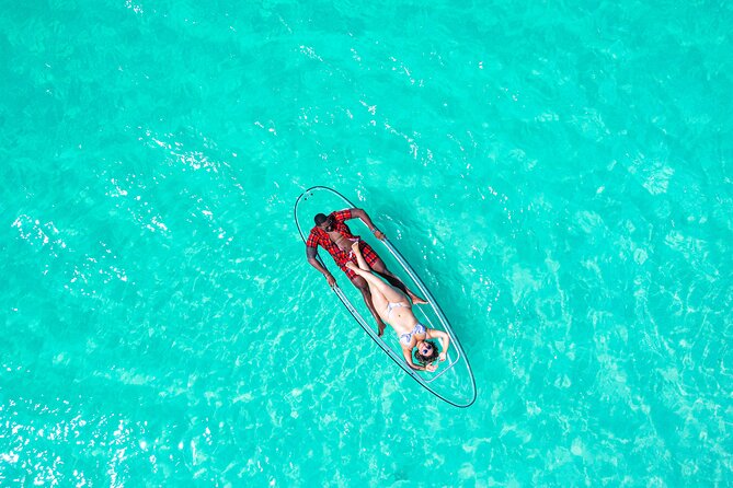 Romantic Clear Kayak Drone Photoshoot for Couples Turks & Caicos - A Clear Kayak Built for the Camera
